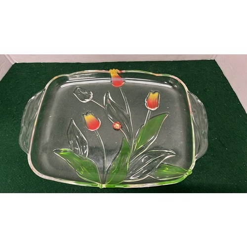 153 - LARGE GERMAN BOXED WALTHERGLAS NADINE GLASS TRAY