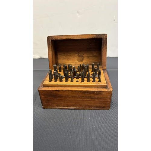 127 - VINTAGE WOODEN BOXED WITH CLOCK AND WATCH MAKER TOOLING