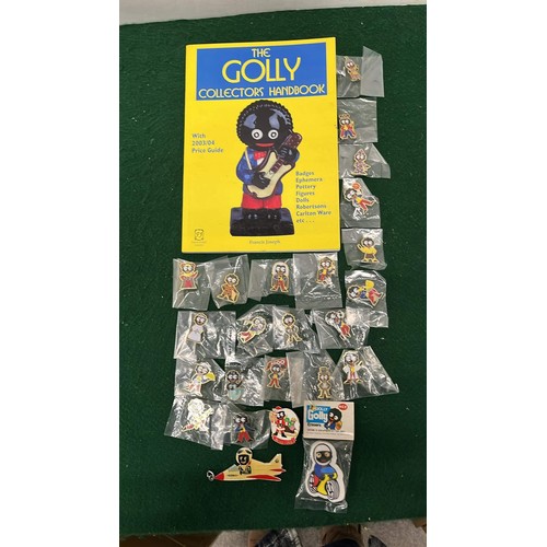 135 - COLLECTION OF GOLLY BADGES AND BOOK