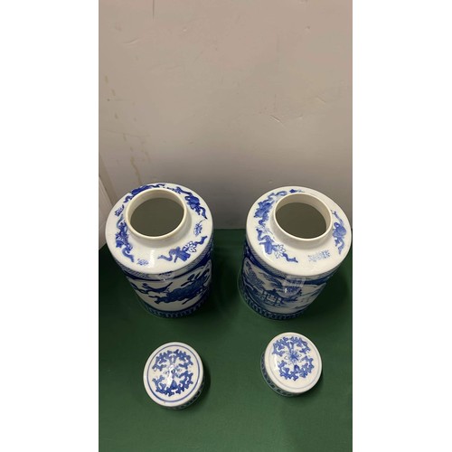 116 - TWO BLUE AND WHITE ORIENTAL GINGER JARS