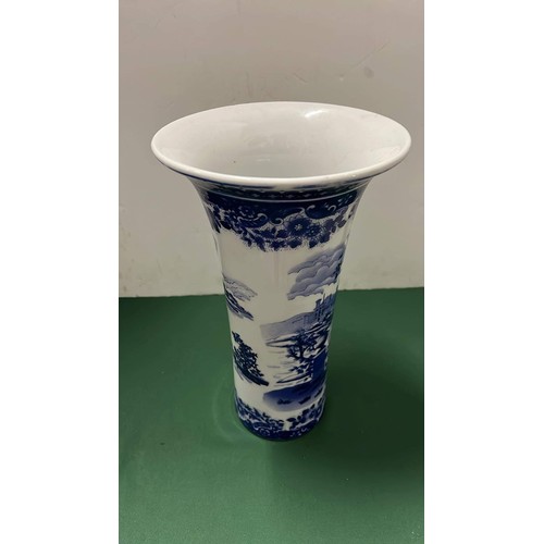 112 - TALL BLUE AND WHITE VASE