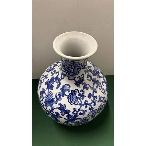 106 - LARGE BLUE AND WHITE VASE