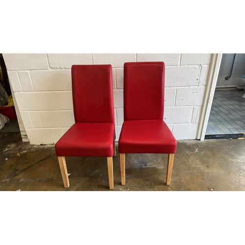 561 - TWO RED DINNING CHAIRS