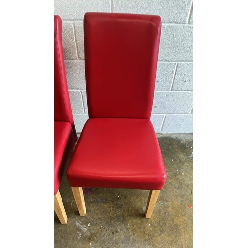 561 - TWO RED DINNING CHAIRS