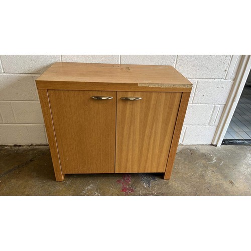 557 - OAK EFFECT SIDEBOARD HAS MARKS