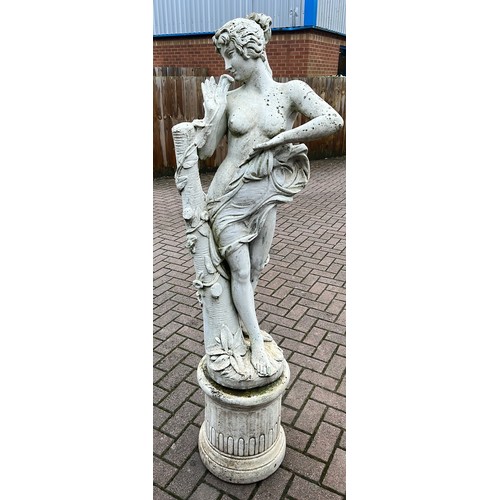 571 - LARGE HEAVY TALL TWO PART FEMALE GARDEN SCULPTURE SEE ALL PICTURES