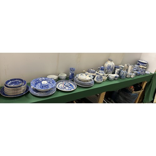 651 - LARGE COLLECTION OF BLUE AND WHITE ITEMS BY DIFFERENT MAKERS