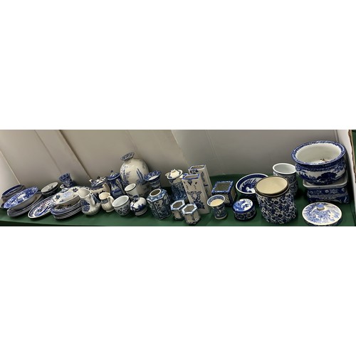 651 - LARGE COLLECTION OF BLUE AND WHITE ITEMS BY DIFFERENT MAKERS