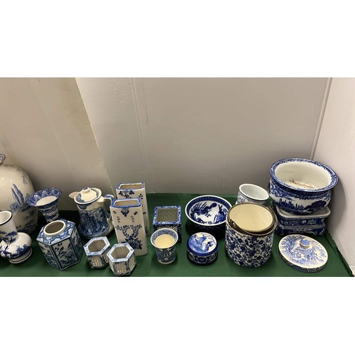 651 - LARGE COLLECTION OF BLUE AND WHITE ITEMS BY DIFFERENT MAKERS