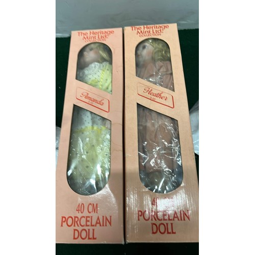 649 - 2 BOXED 40 CM PORCELAIN DOLLS