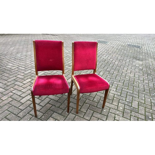 636 - 2 RETRO CHAIRS WITH RED UPHOLSTERY