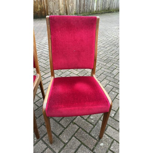 636 - 2 RETRO CHAIRS WITH RED UPHOLSTERY