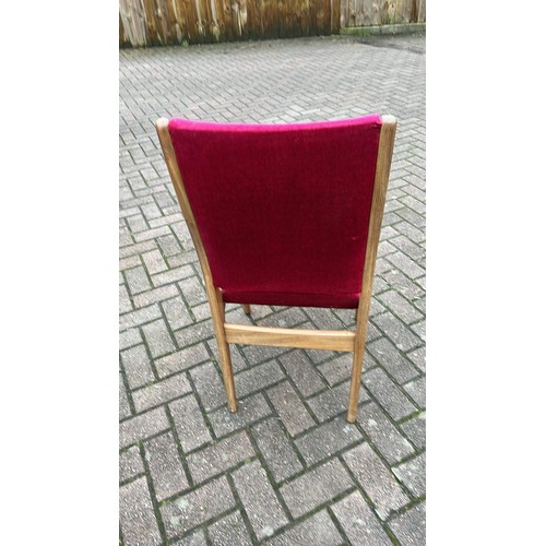 636 - 2 RETRO CHAIRS WITH RED UPHOLSTERY