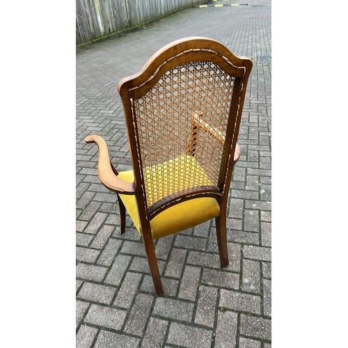 634 - RATTEN BACK CARVER CHAIR WITH PADDED SEAT