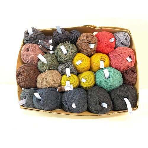 28 - BOX OF COLOURED KNITTING WOOL