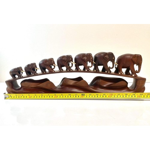 41 - CARVED WOODEN ELEPHANT TROOP 20.5