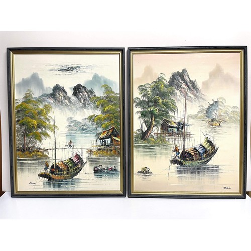 17 - TWO FRAMED ORIENTAL OIL ON BOARD  ART WORKS SIGNED