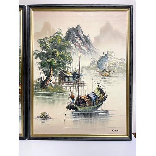 17 - TWO FRAMED ORIENTAL OIL ON BOARD  ART WORKS SIGNED