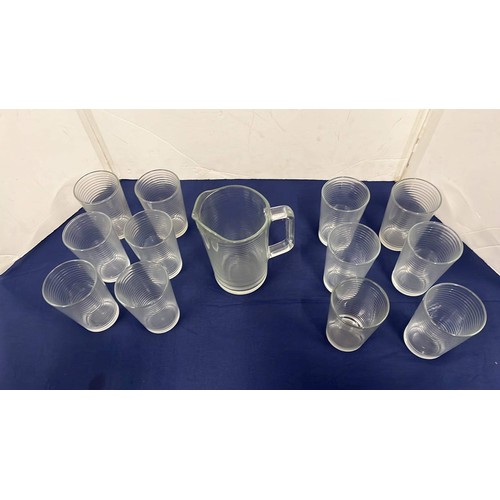 354 - 13pc CLEAR GLASS JUICE DRINK SET