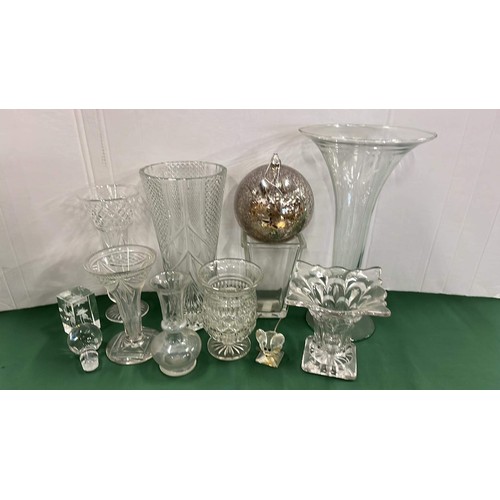 294 - CLEAR GLASS VASES AND TABLE WARE