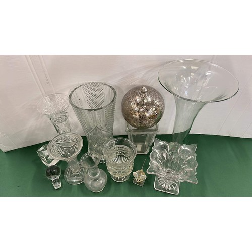 294 - CLEAR GLASS VASES AND TABLE WARE