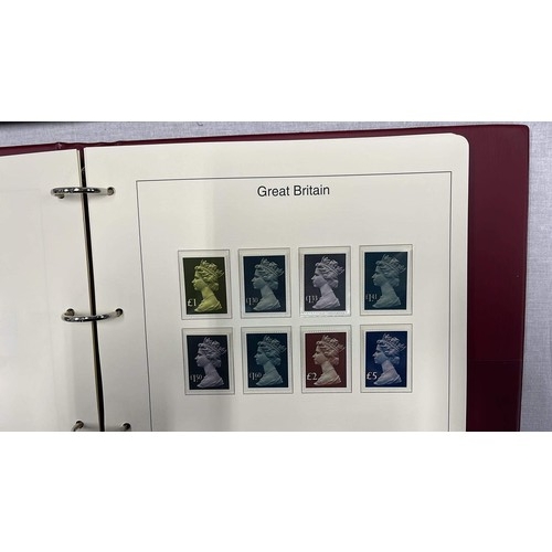 148 - FIVE RED FOLDERS OF THE GREAT BRITAIN STAMP COLLECTION SEE ALL PICTURES