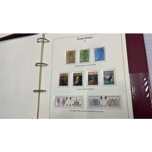 148 - FIVE RED FOLDERS OF THE GREAT BRITAIN STAMP COLLECTION SEE ALL PICTURES