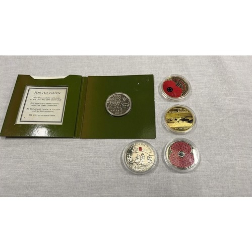 124 - WORLD WAR I - 5 X £5 COINS QUEENS HEAD FACE VALUE £25