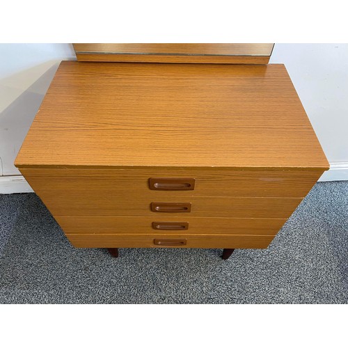 197 - RETRO TEAK EFFECT FOUR DRAWER DRESSING CHEST