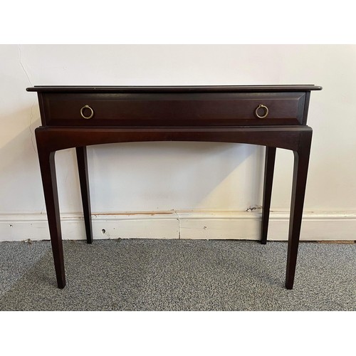 185 - MAHOGANY FINISH STAG CONSOLE SIDE TABLE WITH DRAWER