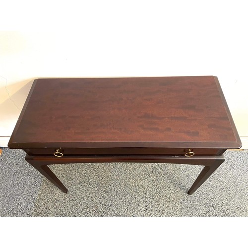 185 - MAHOGANY FINISH STAG CONSOLE SIDE TABLE WITH DRAWER