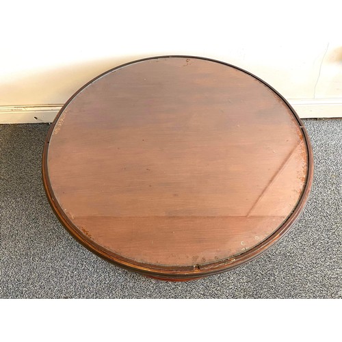 273 - ROUND WOODEN COFFEE TABLE with cupboard space