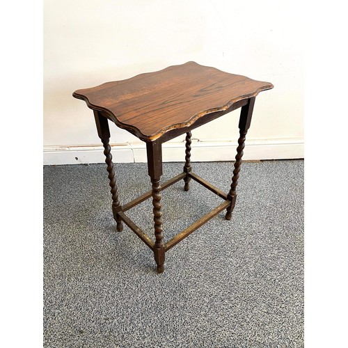 254 - OAK SIDE TABLE WITH BARLEY TWIST  LEGS