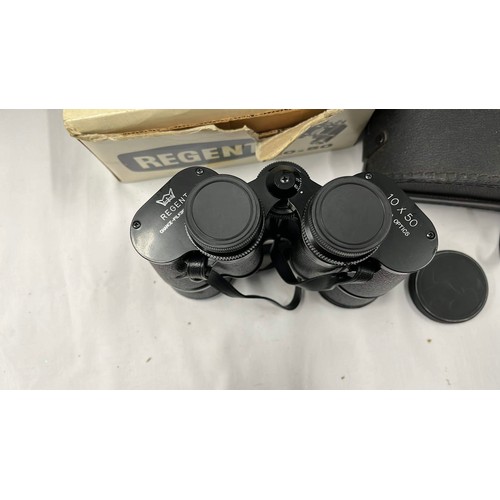 159 - BOXED REGENT 10 X 50 BINOCULARS WITH CASE