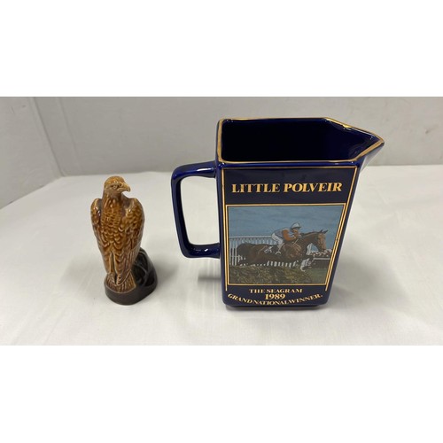 155 - BESWICK 1969 SCOTCH WHISKEY BENEAGLES DECANTER AND BLUE WATER JUG