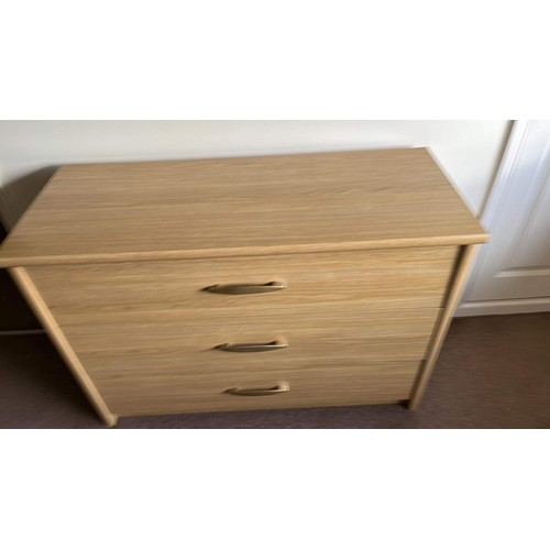 364 - LARGE LIGHT OAK THREE DRAWER CHEST