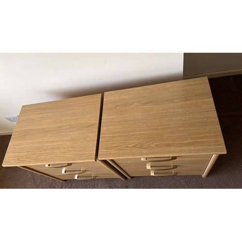 358 - TWO LIGHT OAK THREE DRAWER CHESTS