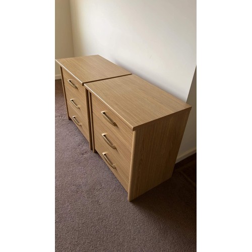 358 - TWO LIGHT OAK THREE DRAWER CHESTS