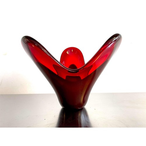 305 - HEAVY RED GLASS DISH