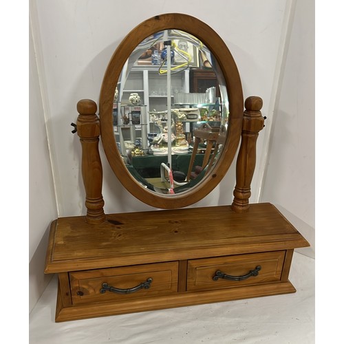 340 - PINE TWO DRAWER VANITY MIRROR UNIT