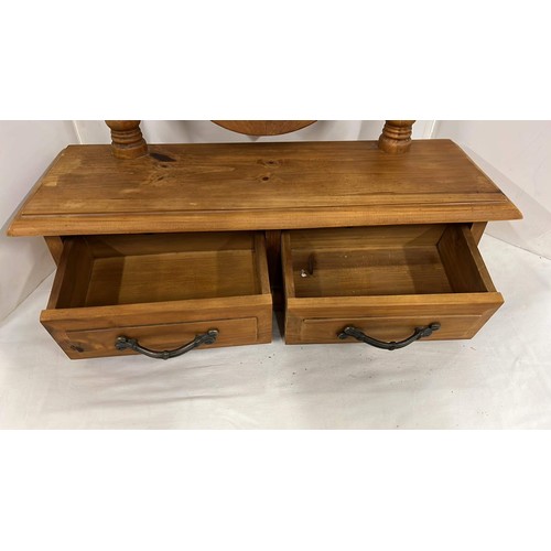 340 - PINE TWO DRAWER VANITY MIRROR UNIT