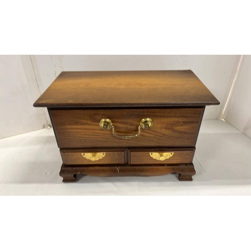 348 - WOODEN JEWEL BOX WITH COSTUME JEWELLERY