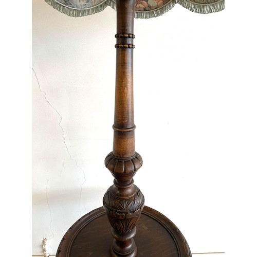 493 - BEECH FRAMED STANDARD LAMP WITH SHADE