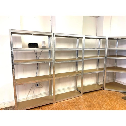 557 - 2 X CORNER BAYS AND 7 X STRAIGHT BAYS OF STORAGE SHELVING USED ONCE