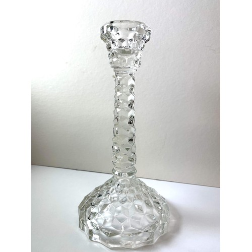 704 - PAIR OF CRYSTAL GLASS CANDLE STICKS