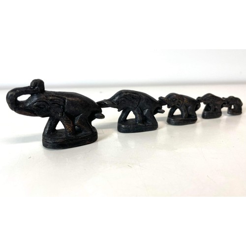 698 - CAST METAL LINKED ELEPHANTS