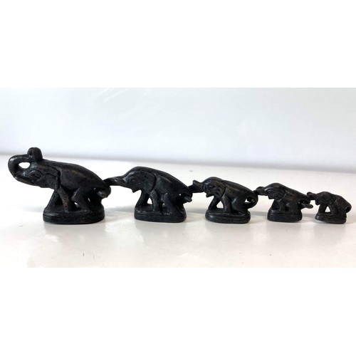 698 - CAST METAL LINKED ELEPHANTS