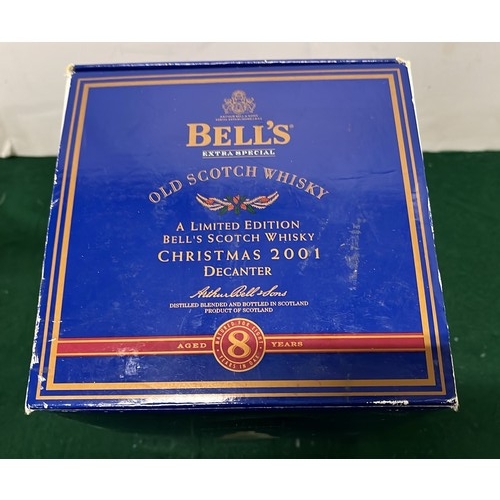 195E - BELLS OLD SCOTCH WHISKY SEALED CHRISTMAS 2001 CHRISTMAS DECANTER