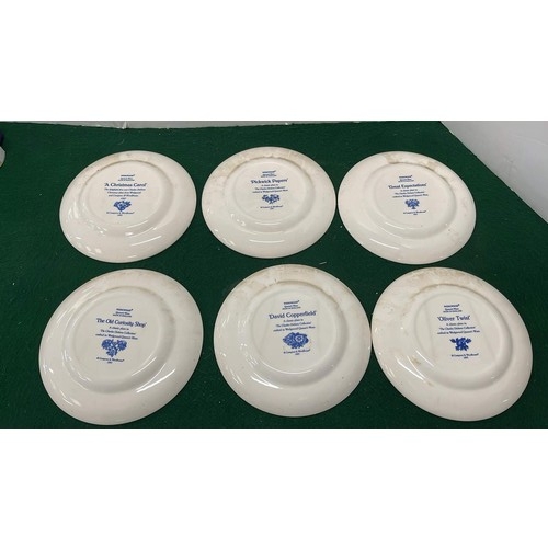 237 - SIX 1997 BLUE AND WHITE WEDGWOOD CHARLES DICKENS COLLECTION PLATES