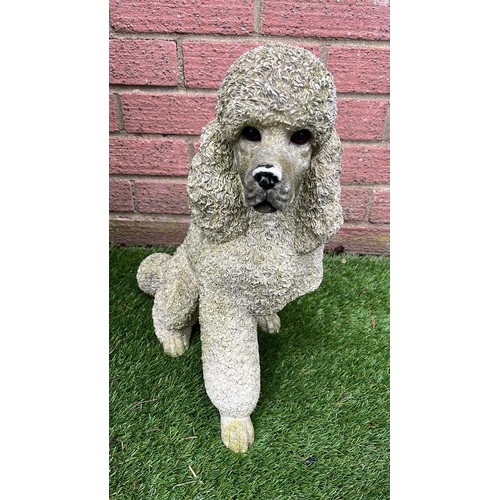 312 - GARDEN SCULPTURE OF A POODLE DOG - missing leg